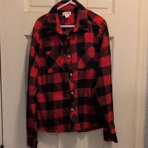 Cat & Jack Red and Black Plaid Button Down Shirt